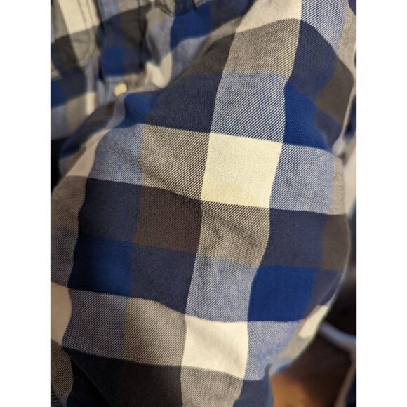 tommy hilfiger Boys Shacket Size Large (12-14) Blue Plaid Hooded Pearl Snaps - Picture 8 of 13